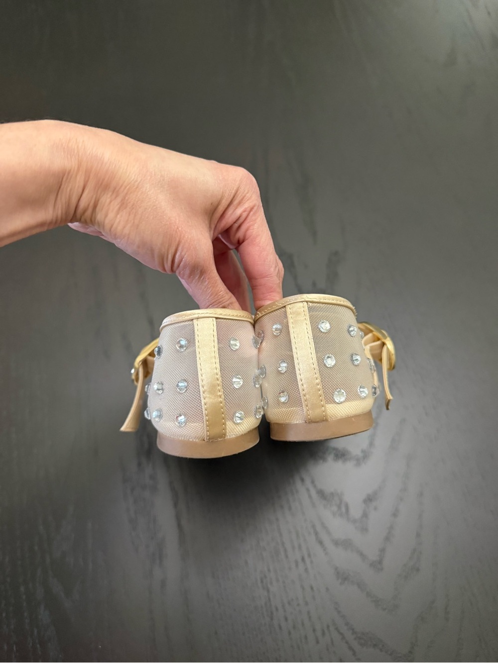 Studded Sheer Mary Jane Flats in Nude - Picture 5 of 8